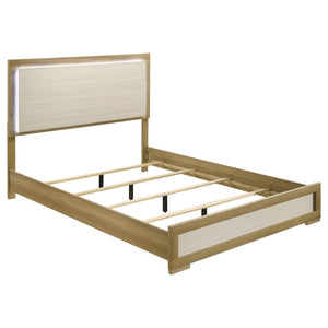 English Elm Lincoln Queen Bedroom Set with Led Headboard Italian Modern Natural Wood Finish B062S01836