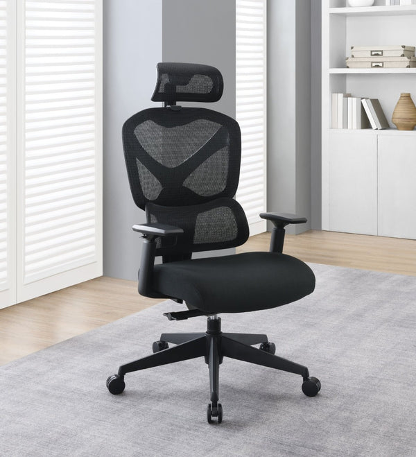 OSP Home Furnishings Mesh Back Ergonomic Manager Chair with Lumbar Support Headrest and Synchro Tilt Control 71142HR-3