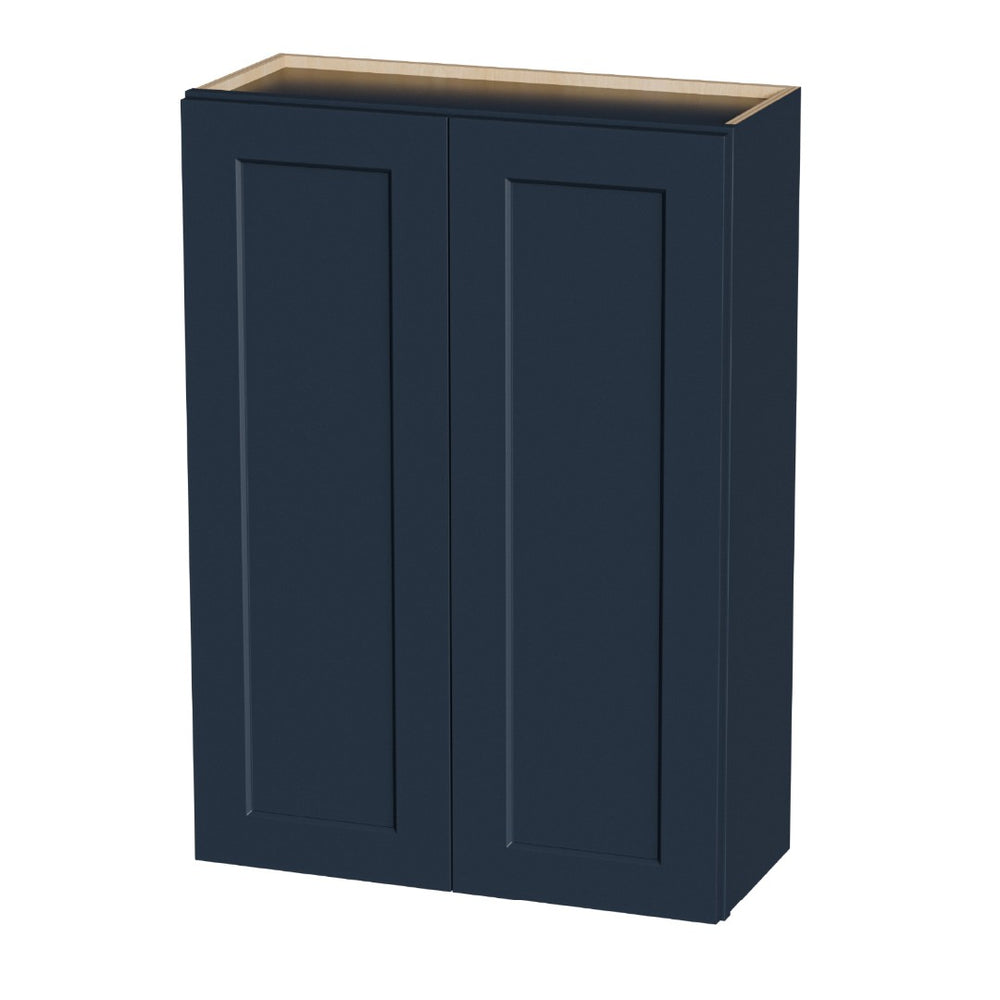English Elm Navy Shaker Solid Wood Wall Cabinet Soft Close Double Door Kitchen Bath Storage T2950P490380