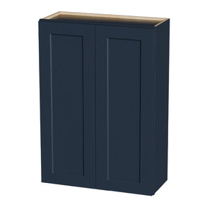 English Elm Navy Shaker Solid Wood Wall Cabinet Soft Close Double Door Kitchen Bath Storage T2950P490380