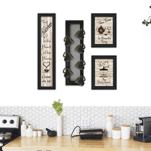 English Elm "kitchen Collection V" Matte Black Framed Wall Vignette with Integrated Mug Rack B06787073