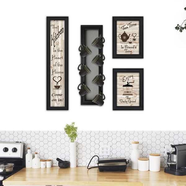 English Elm "kitchen Collection V" Matte Black Framed Wall Vignette with Integrated Mug Rack B06787073