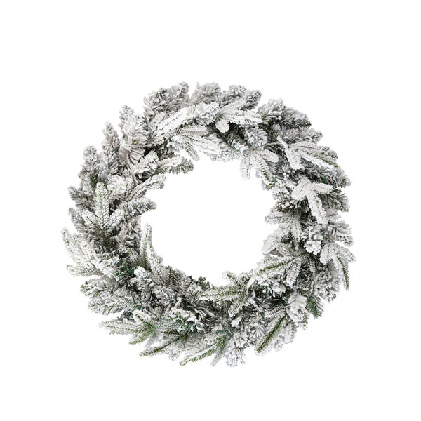 English Elm Christmas Snow Flocked Wreath Set with 9ft Garland & 6ft Tree, Warm LED Lights, 3-Piece Indoor Decor (100) PX283313AAW