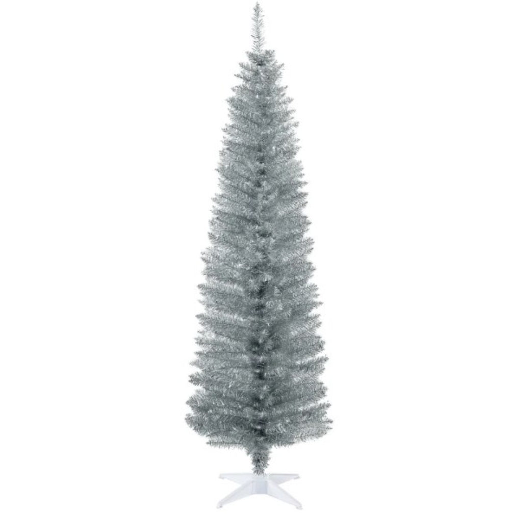 English Elm Snow Flocked Pink Pencil Artificial Christmas Tree for Entryway or Bedroom Corner T3971P419300