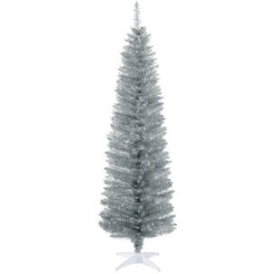 English Elm Snow Flocked Pink Pencil Artificial Christmas Tree for Entryway or Bedroom Corner T3971P419300