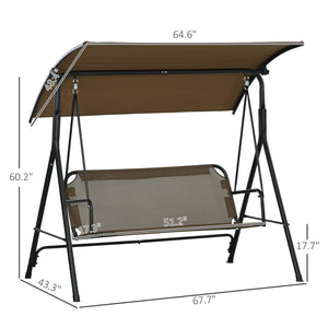 English Elm Outdoor 3 Person Canopy Swing with Steel a Frame Cushioned Seat and Uv Shade T3971P418951