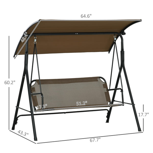 English Elm Outdoor 3 Person Canopy Swing with Steel a Frame Cushioned Seat and Uv Shade T3971P418951