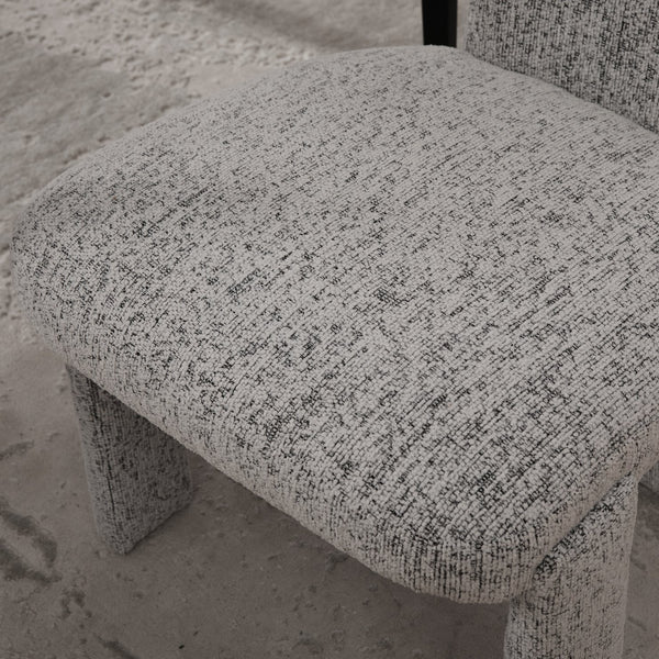 English Elm 22.05" Modern Upholstered Chenille Dining Chair Set of 4 with Rubberwood Legs, Curved Armless Comfort White+Black W3189S00001