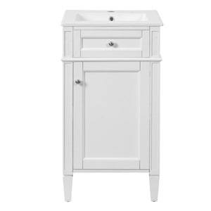 English Elm 18-inch French Style Freestanding Bathroom Vanity with Ceramic Sink Soft Close Storage White N710P411340K