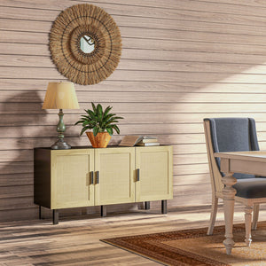 English Elm Homcom Boho Sideboard Buffet Cabinet With Rattan Doors, Adjustable Shelves & Safe Design For Storage W2225P229134