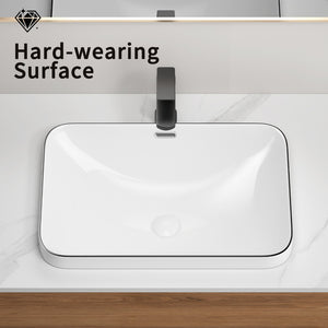 English Elm Ceramic Undermount Porcelain Basin Glazed Rectangular Sink for Modern Bathroom Vanity W3402P406916