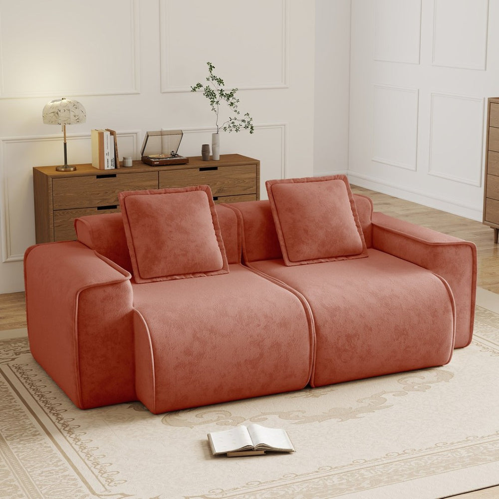 English Elm Harrison Modular Cloud Sectional Plush Velvet Upholstery French Piping Living Room Sofa W3041P386584