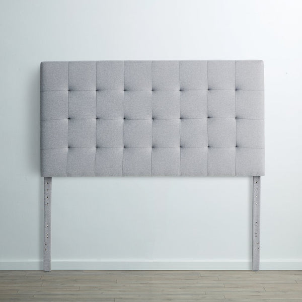 English Elm Generic Rectangle Square Tufted Headboard Queen Gray - Adjustable 46-58" Linen Upholstered, Versatile Mounting Options B350P394832