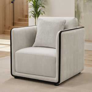 English Elm Contemporary Swivel Chair with Curved Backrest and Metal Legs, Blue Fabric, Contrast Welt Accent taupe 41 L x 42 W x 36 H B2741P396708