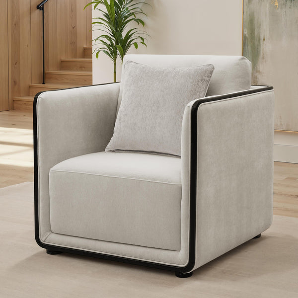 English Elm Contemporary Swivel Chair with Curved Backrest and Metal Legs, Blue Fabric, Contrast Welt Accent taupe 41 L x 42 W x 36 H B2741P396708