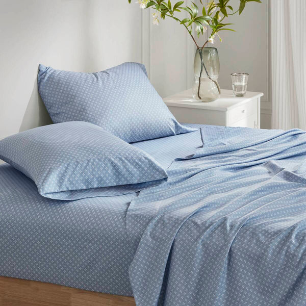 English Elm Floral Comforter Set With Soft Microfiber Sheets - Blue Watercolor Design For Cozy Bedrooms B035P266684