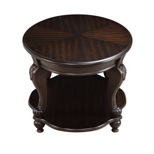 English Elm Living Room Coffee Table Set with Distressed Chipped Wood Top, Solid Wood Legs, Heat-Resistant Veneer Espresso W1202S00008