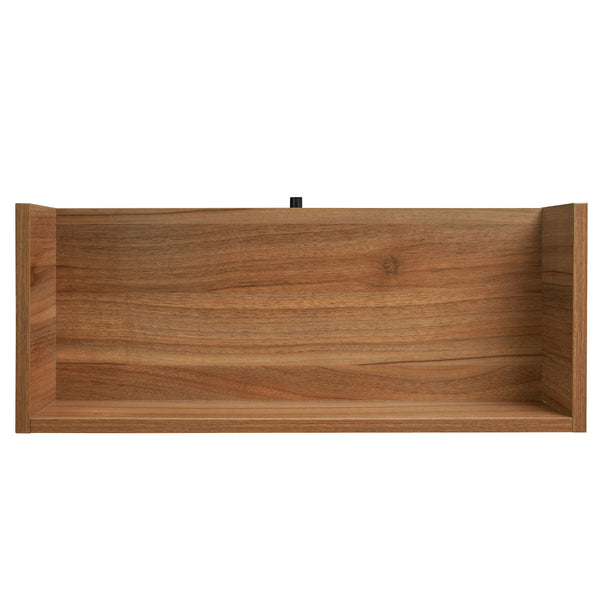 English Elm Rattan, Engineered Rattan 2-Door 1-Drawer Shoe Cabinet with Double Shelves and Pine Wood Feet Durable Finish Walnut W688141533