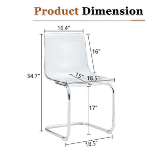 English Elm Transparent Polycarbonate Dining Chair Set of 4 with Arched Steel Frame Modern Style W2920P411151