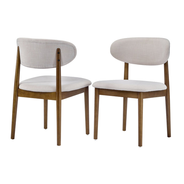 English Elm Christopher Knight Home® - Modern Walnut Side Chair Set Of 2: Beige Upholstery, Solid Wood Frame & Foam Cushion For Comfort N768P331579W
