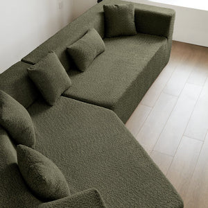 English Elm 127.5'' Modern Minimalist Sectional Cloud Couch with Deep Foam Comfort, Modular Design, No Assembly Needed Emerald W848S00044