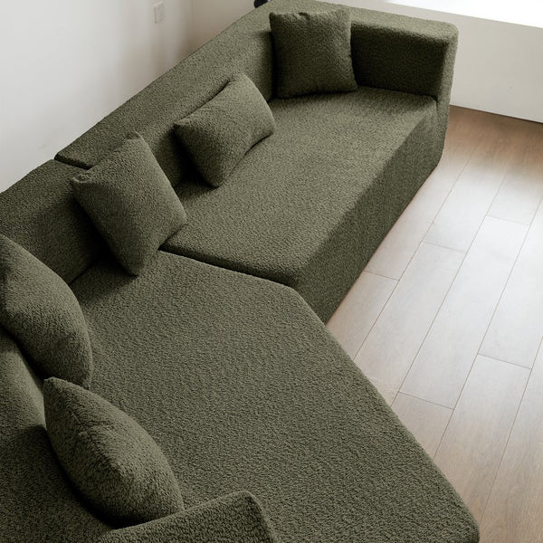 English Elm 127.5'' Modern Minimalist Sectional Cloud Couch with Deep Foam Comfort, Modular Design, No Assembly Needed Emerald W848S00044