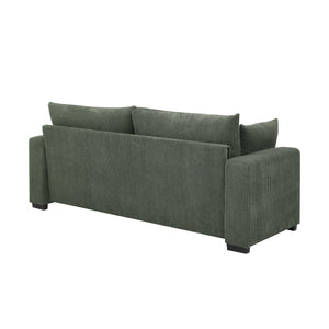 English Elm Coastal Corduroy Sofa with Ribbed Texture and Overstuffed Cushions for Beachy Comfort and Style Green B343P331899
