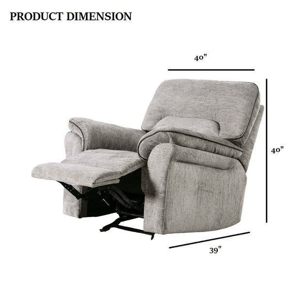 English Elm Transitional Multi-Function Glider Recliner with Channel Back, Cup Holders, Hidden Storage, Upholstered Comfort Light Gray 42 L x 30 W x 34 H B2741P385034