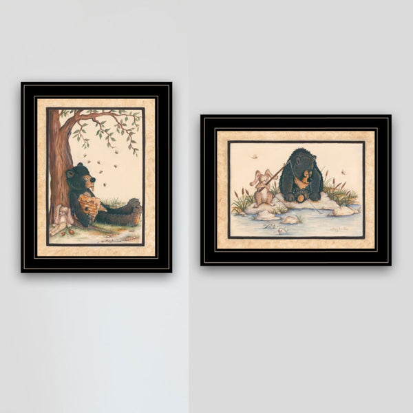 English Elm "gone Fishing" Mary June 2-piece Framed Wall Art Set for Modern Living Spaces B06787332