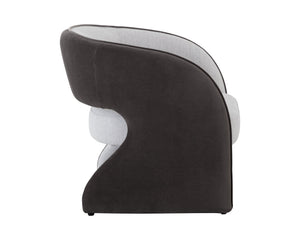Sunpan Rosalia Contemporary Lounge Chair - Plush Curves and Defined Piping for Stylish Comfort in Any Space Mina Light Grey / Meg Ash