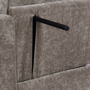 English Elm Two-Seater Chaise Longue Sofa With Irregular Armrests, Storage Footrest & Throw Pillows - Brown W487S00387-GIGA