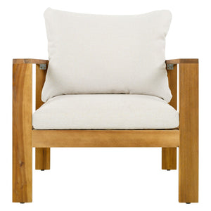 English Elm Outdoor Acacia Wood 4 Piece Sectional Set with Sofa Chair Ottoman and Table N757S454830B