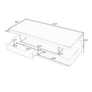 English Elm VIBE High Gloss LED Coffee Table with Hidden Storage, 2 Drawers & Display Shelves for Living Room Black WF307038AAB