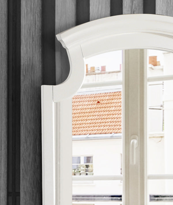 English Elm Summit G5975-M Mirror White — Carved Trim, Real Wood Veneer Finish, Low-Distortion Glass, Dresser Mount B078108352