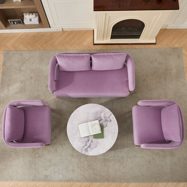 English Elm TS Modern decorative chair with teddy fleece upholstery, ergonomic sponge cushion and gold legs for luxe comfort and style Lilac W2311P364627