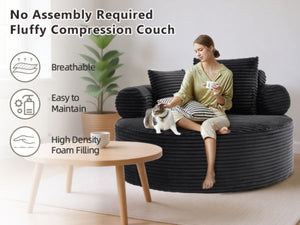 English Elm Round Sectional Sofa Bed with Memory Foam Cloud Cushions for Studio Apartments W3224P444272