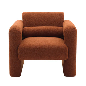 English Elm Modern Accent Chair Breathable Sherpa Upholstered Reading Armchair with Plush Cushion and Lumbar Support Burnt Orange 30 L x 25.75 W x 22.76 H WF325072AAO