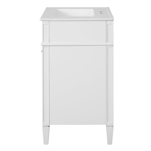 English Elm 24" Bathroom Vanity with Ceramic Basin, French-Inspired Accent Carvings, Soft-Close Doors & Storage White N710P293309K