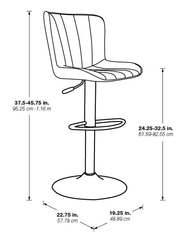OSP Home Furnishings Kirkdale Height Adj Stool  - Set of 2 Charcoal