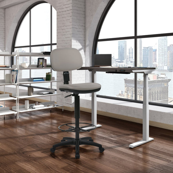 OSP Home Furnishings Sculptured Ergonomic Drafting Chair with Vinyl Upholstery for Studio and Lab Workspaces Dillon Stratus DC517V-R103
