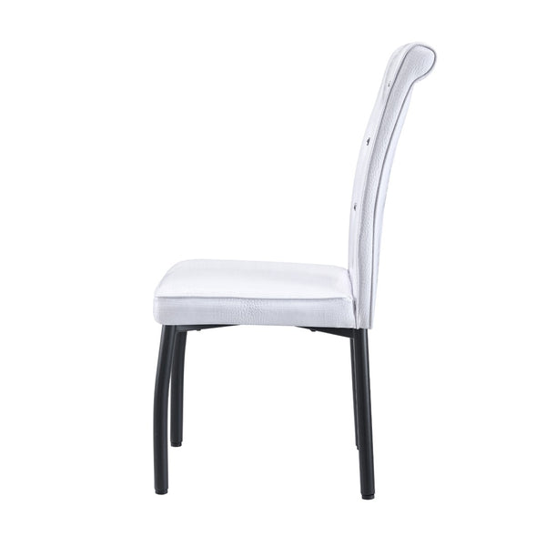 English Elm A Set of 2 Crystal Button Faux Leather Dining Chairs with Embossed Croc Texture White+Black W3226P344024