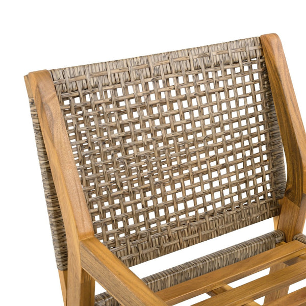 English Elm Modern Outdoor Acacia Wood Wicker Armchairs Patio Dining Set with Cushions N770P272397R