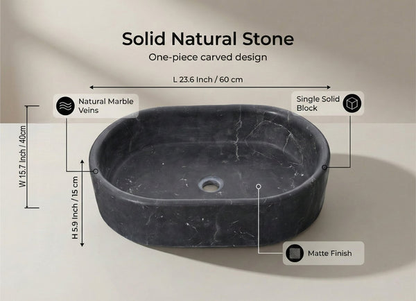 English Elm Luxury Solid Marble Vessel Sink Wavy Organic Stone Basin Matte Honed Vanity Bowl W1696P408022