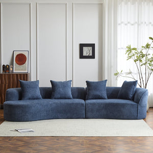English Elm Christopher Knight Home® - 126" Curved Sectional Sofa – Luxurious Navy Boucle, Modular Design, Plush Foam For Ultimate Comfort N771P247830U_N771P247831U
