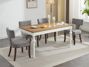 English Elm Mid Curved Back Dining Chairs Set of 2 with Copper Nail Trim, High-Density Foam Seats, Walnut Legs Gray W1143P186367