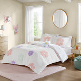 Gracie Casual Floral Reversible Tufted Chenille Comforter Set with Flower Throw Pillow