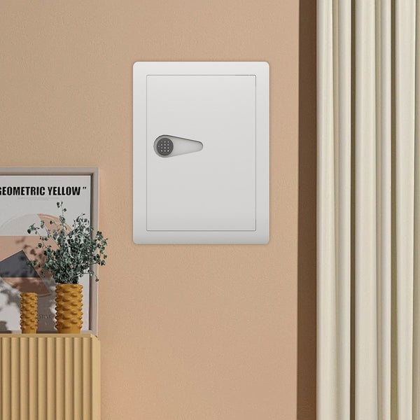 English Elm Digital Wall Hidden Safe Flat with Electronic Keypad Lock, Heavy Steel In-Wall Security Safe for Valuables and Documents Off White W396P195636