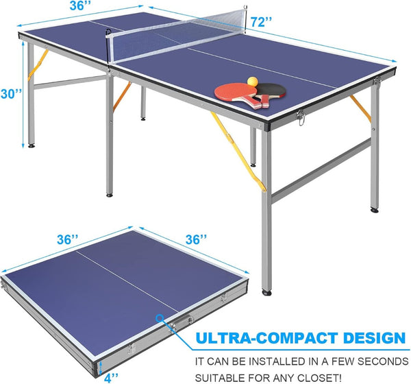 English Elm Double Fish Foldable Mdf Ping Pong Table with Wheels Net Paddles Balls Indoor Outdoor W3087P250979
