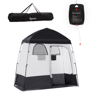 English Elm Outsunny Two Room Pop up Camping Shower Enclosure with Solar Bag and Waterproof Taffeta Walls W2225P200644