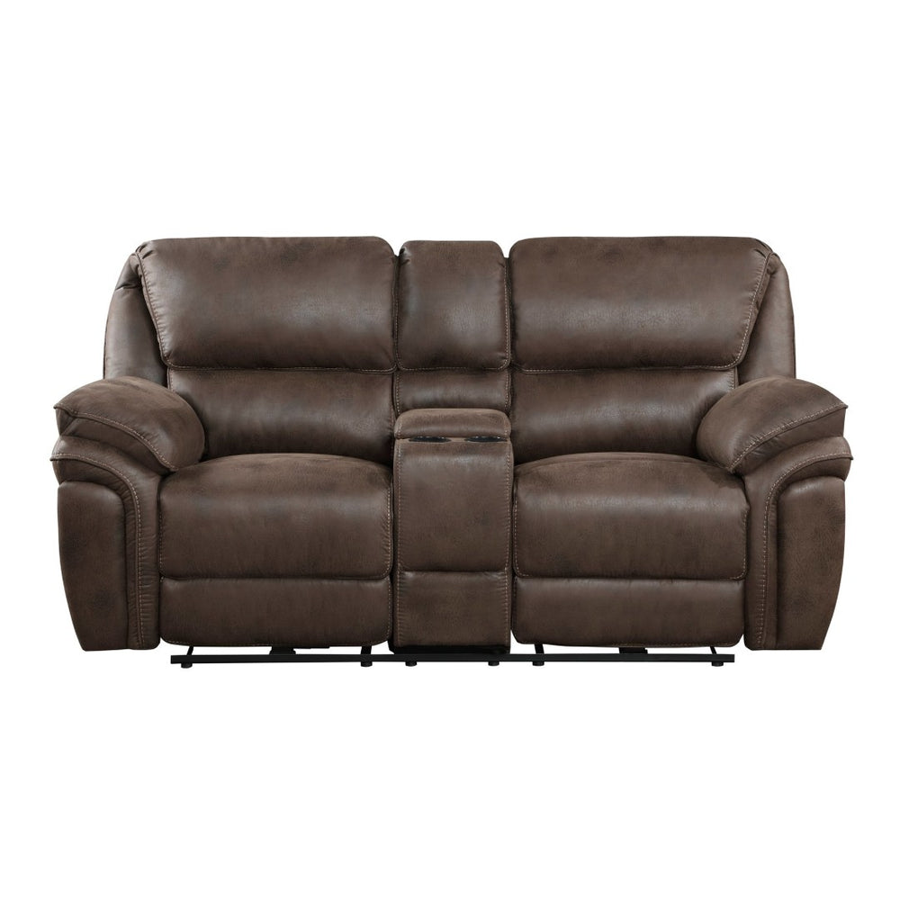 English Elm Plush Power Reclining Loveseat Microfiber Sofa with Usb Console Cup Holders Storage B011P229986